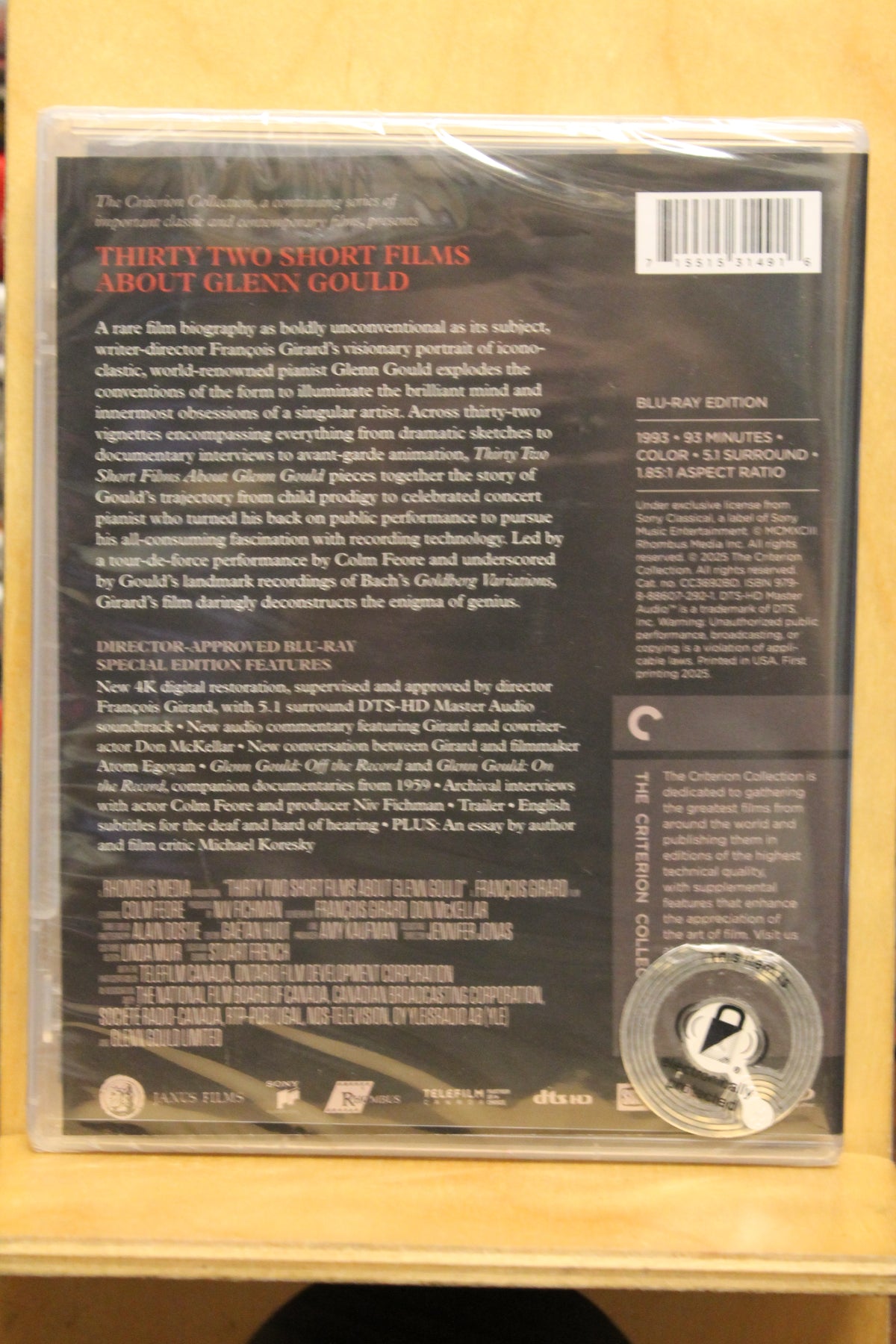 Thirty Two Short Films About Glenn Gould Blu-ray