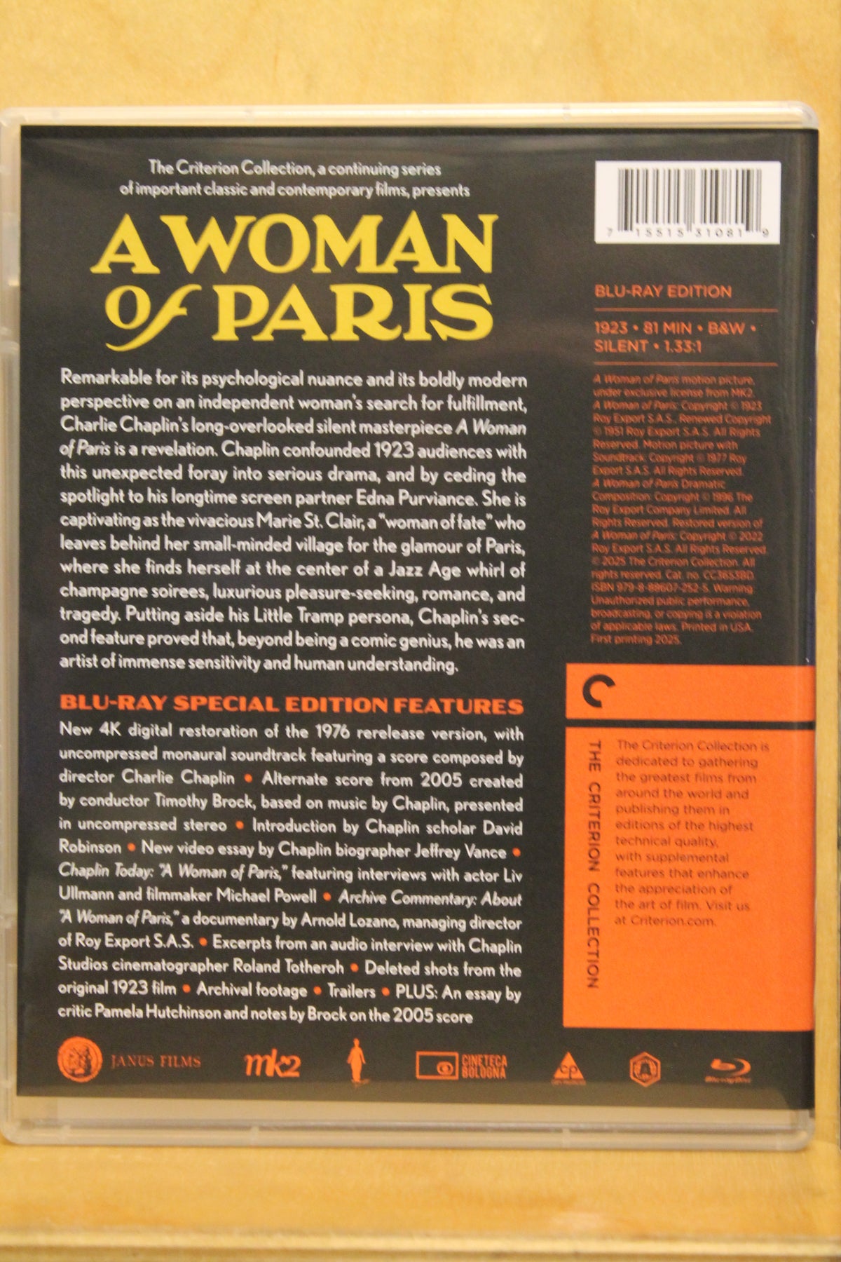 A Woman of Paris: A Drama of Fate Blu-ray