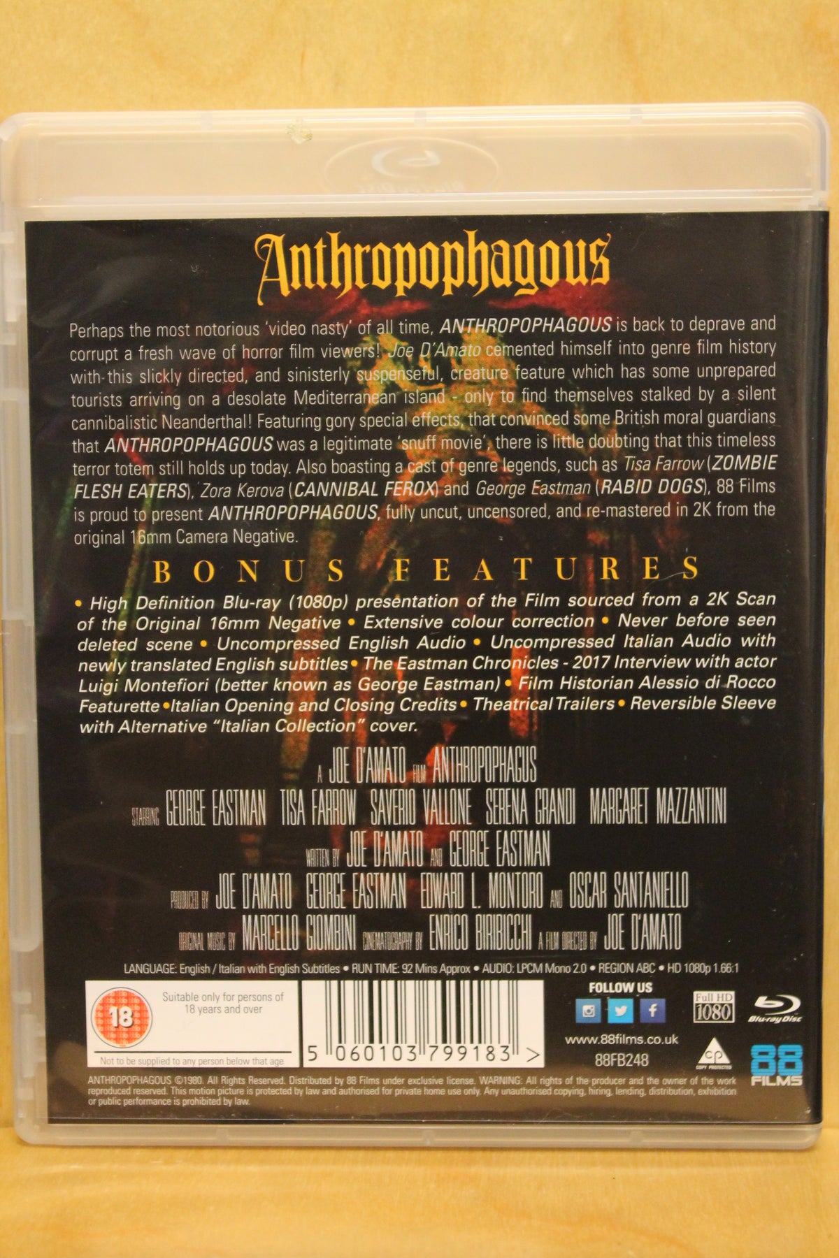 Anthropophagous Blu-ray
