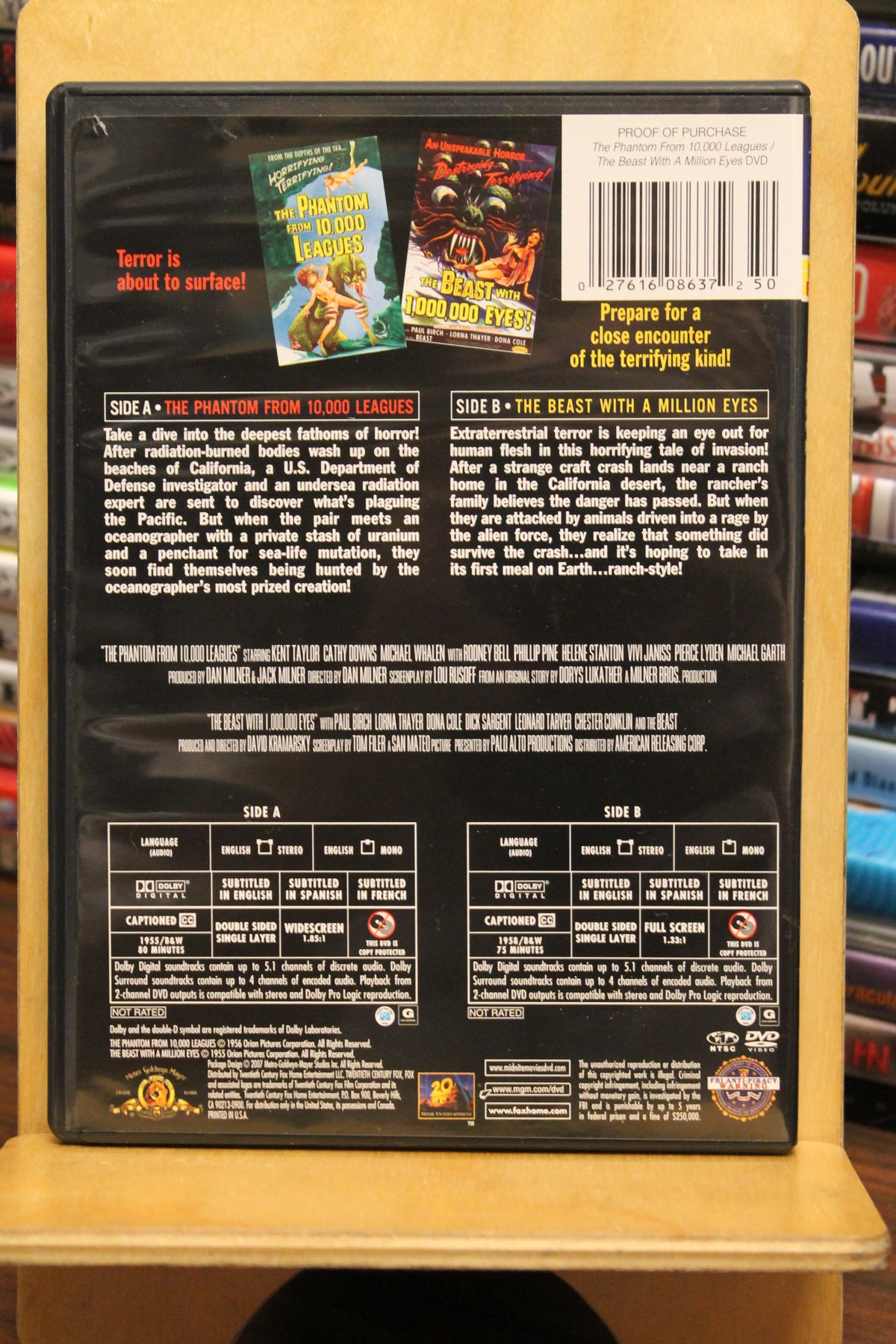 Midnite Movies: The Phantom from 10,000 Leagues / The Beast with 1,000,000 Eyes DVD