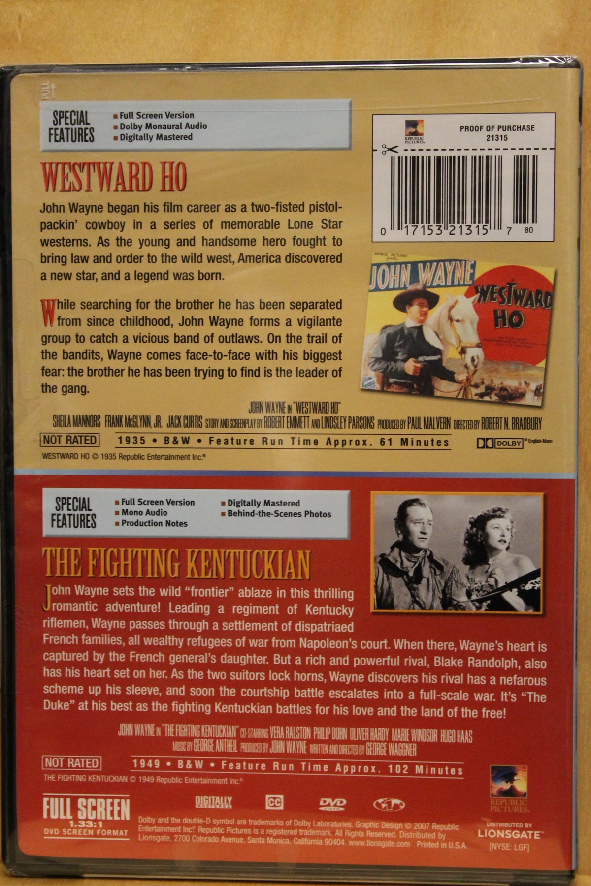 Westward Ho / The Fighting Kentuckian DVD