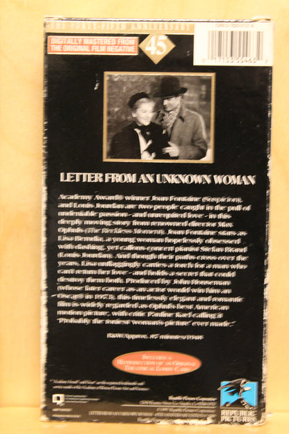 Letter from an Unknown Woman VHS