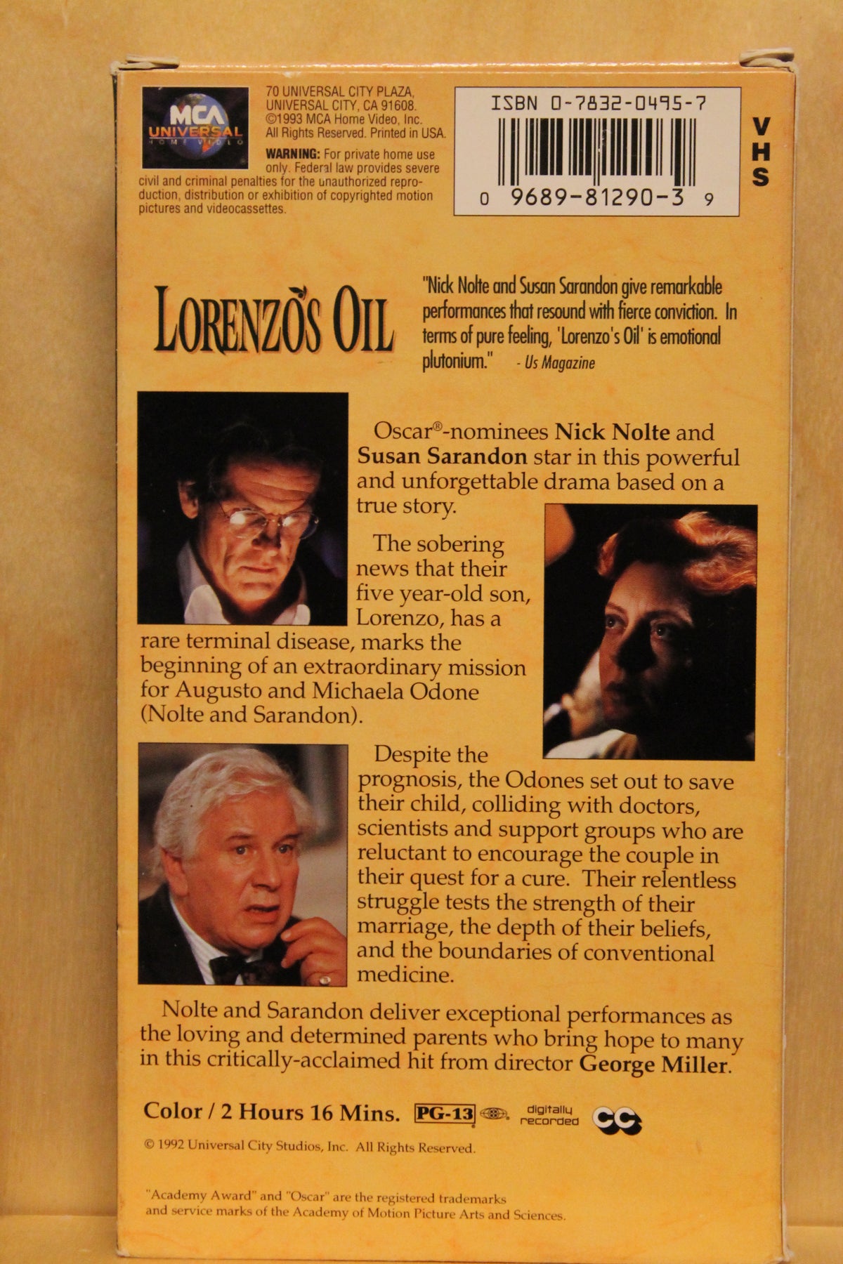 Lorenzo's Oil VHS