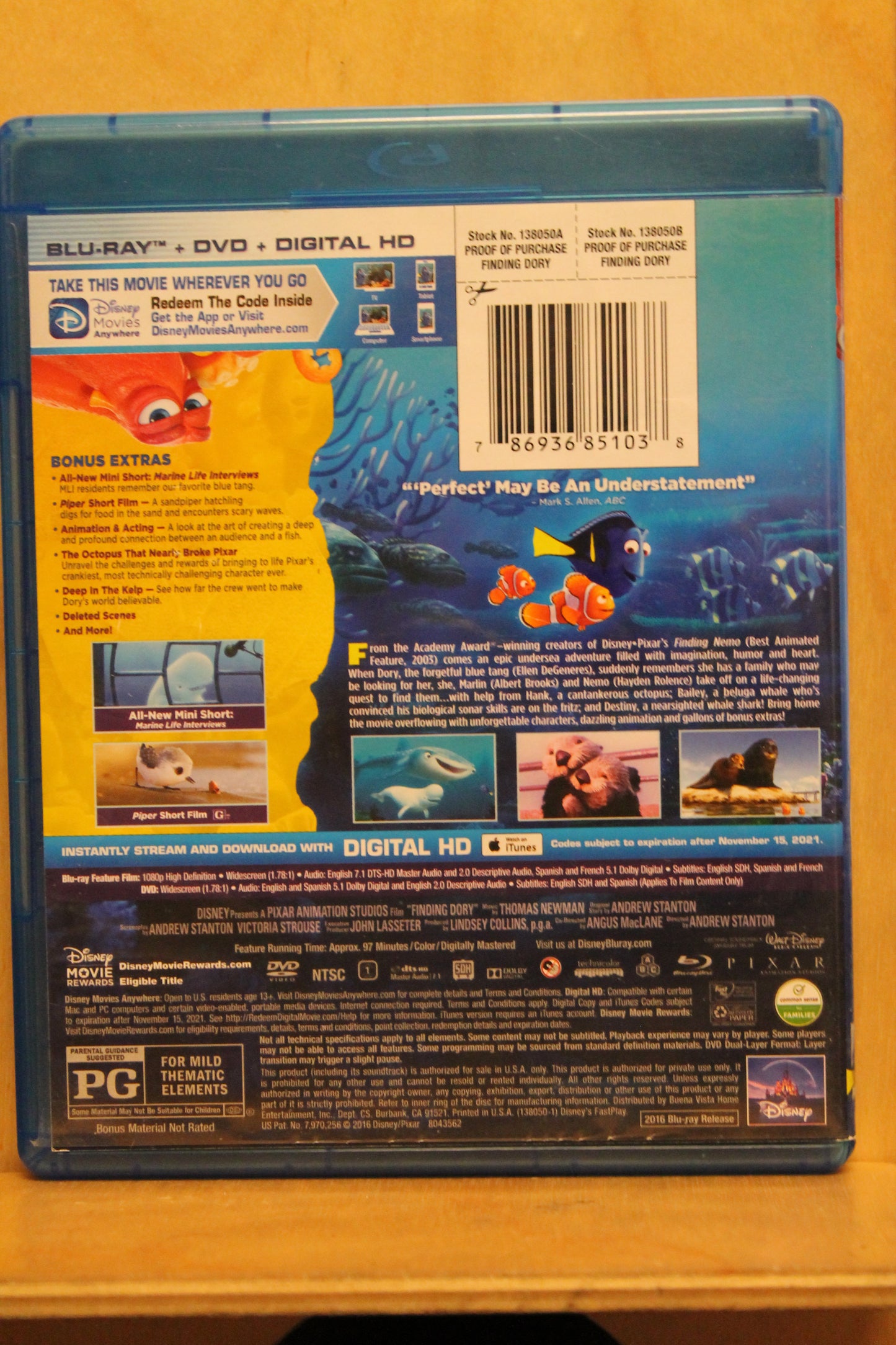 Finding Dory Blu-ray