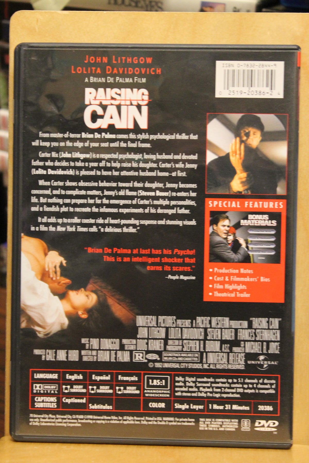 Raising Cain DVD