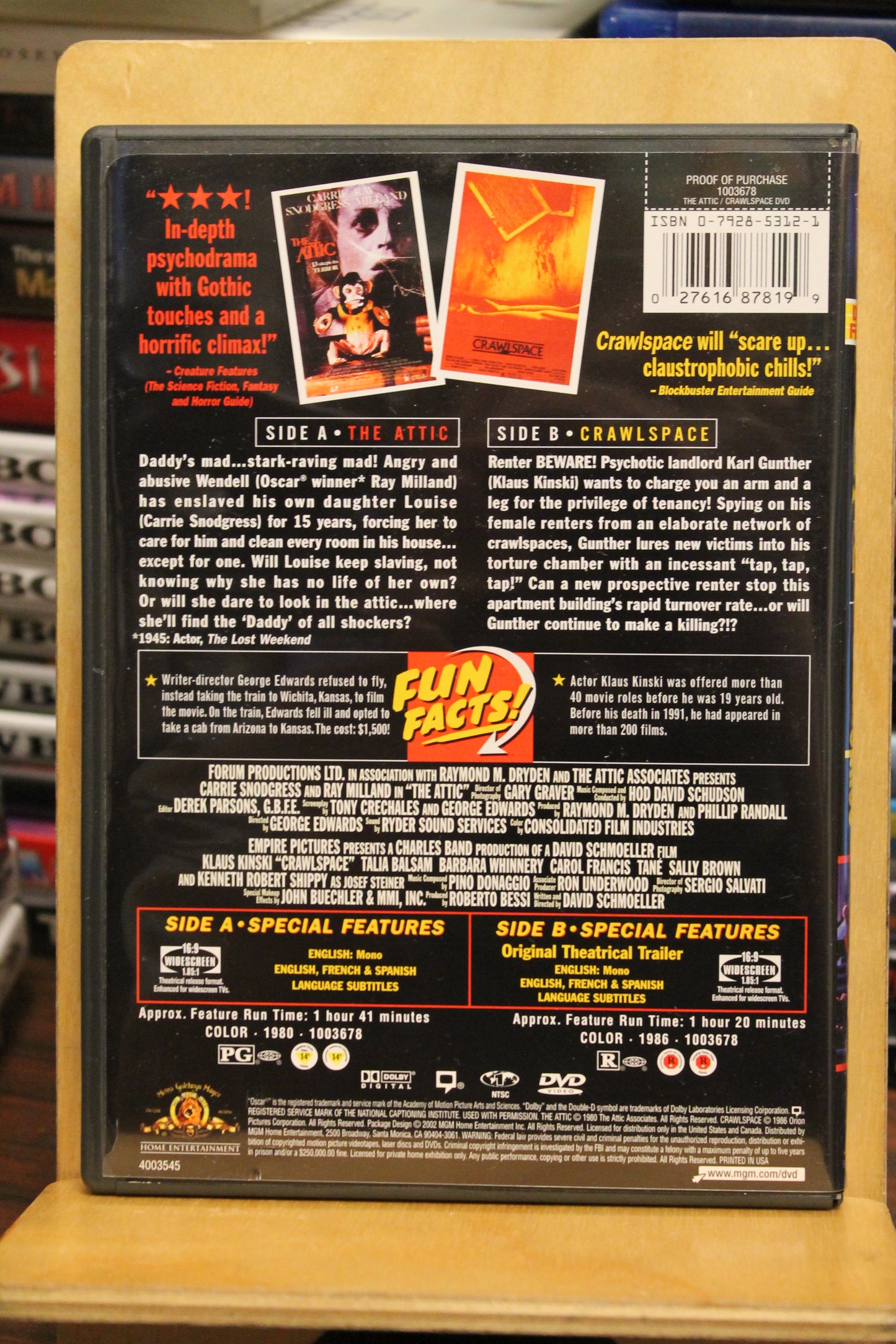 The Attic / Crawlspace Double Feature DVD