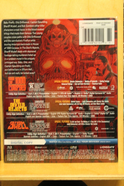 Rob Zombie Trilogy: House of 1000 Corpses, The Devil's Rejects, 3 From Hell Blu-ray