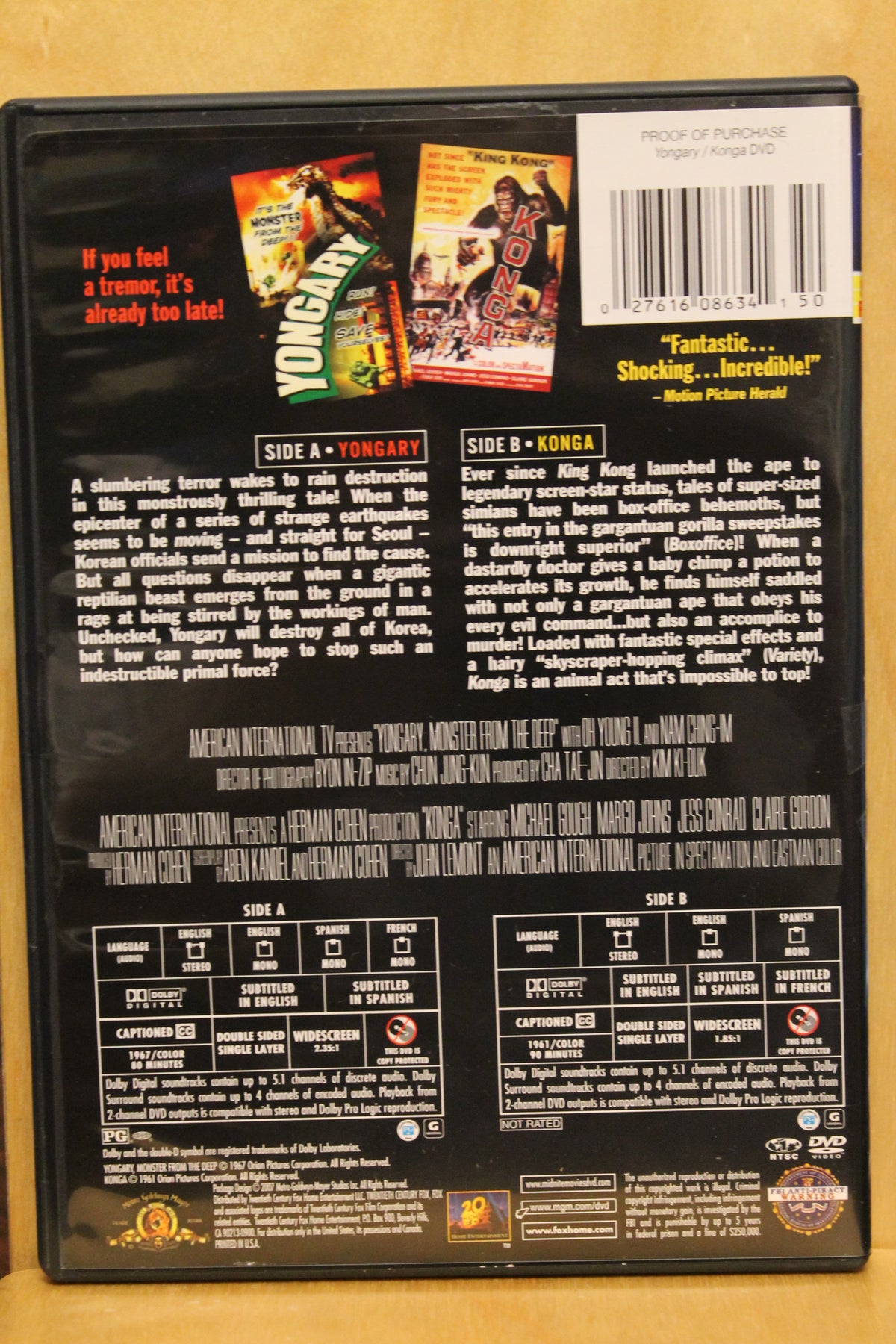 Yongary / Konga - Midnite Movies Double Feature DVD